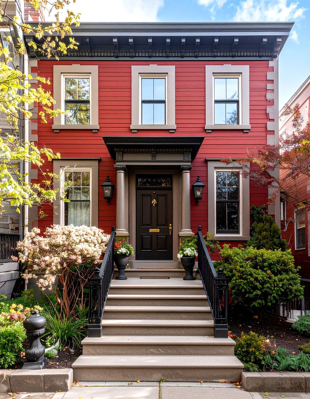 Choose Chinese Red for Vibrance Minus the Barn Look - 25 dark red house exterior ideas