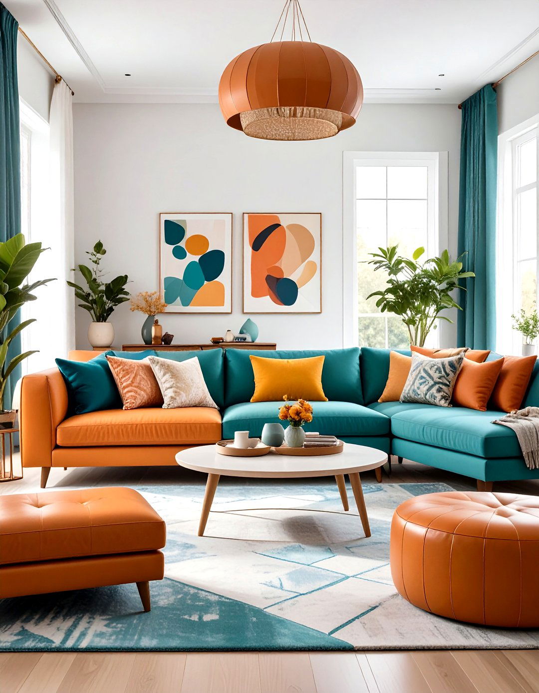 Choose Family Friendly Performance Fabrics - 25 orange and blue living room ideas