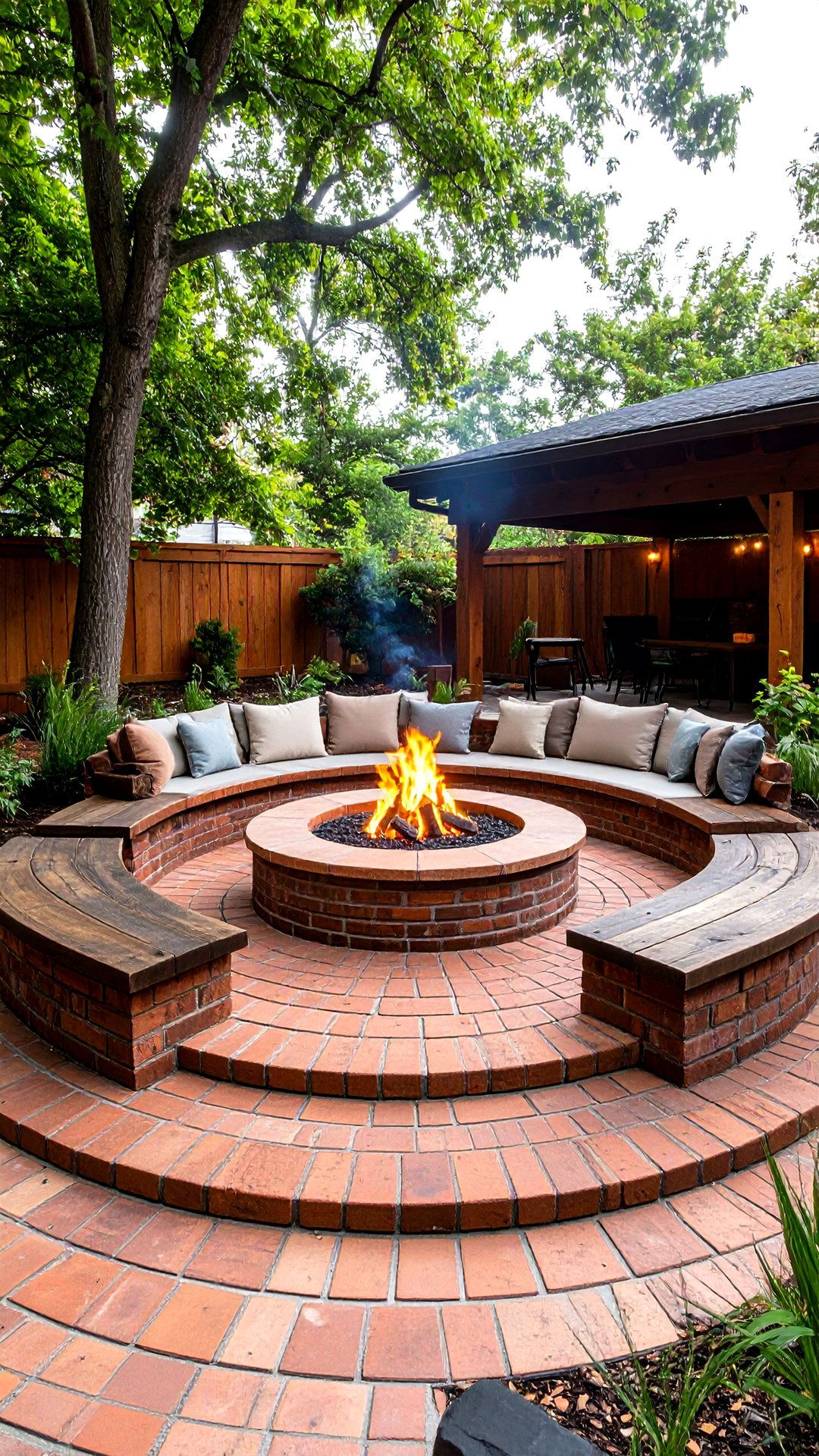 Circular Brick Fire Pit Seating - 25 brick landscaping ideas