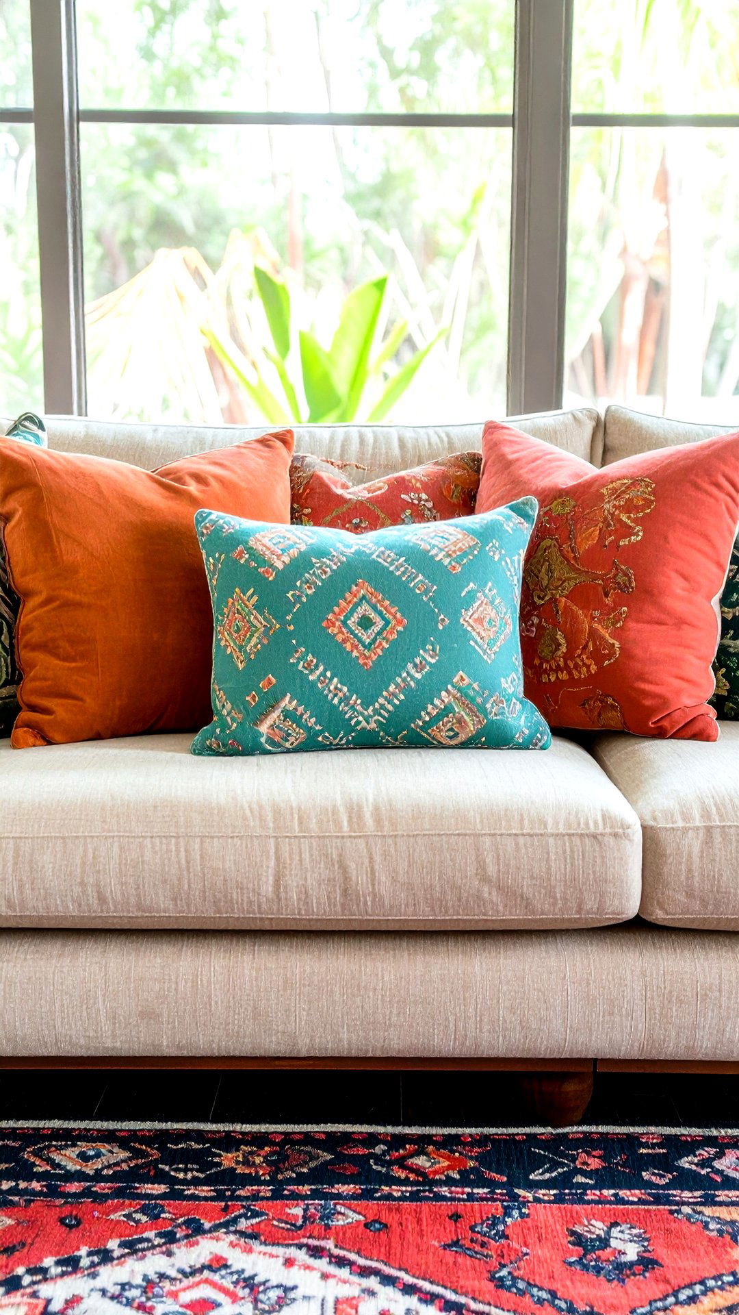 Clash Pattern Rich Throw Pillows Across the Boho Living Room - 25 colorful boho living room ideas