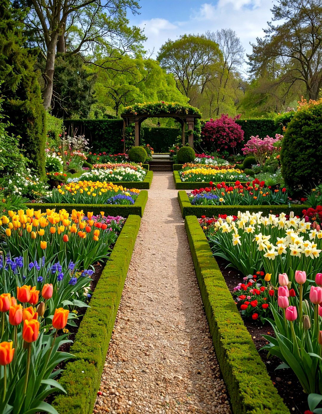 Classic Boxwood and Tulip Parterre - 25 parterre garden ideas