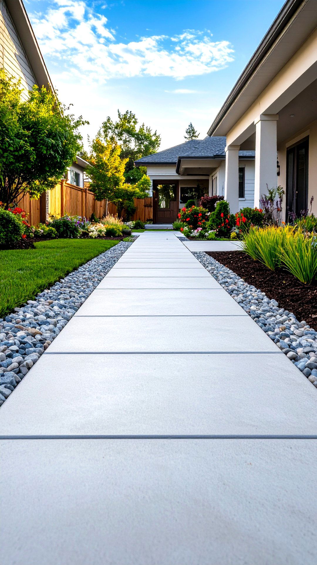 Classic Broom Finish Concrete Walkway - 25 concrete walkway ideas