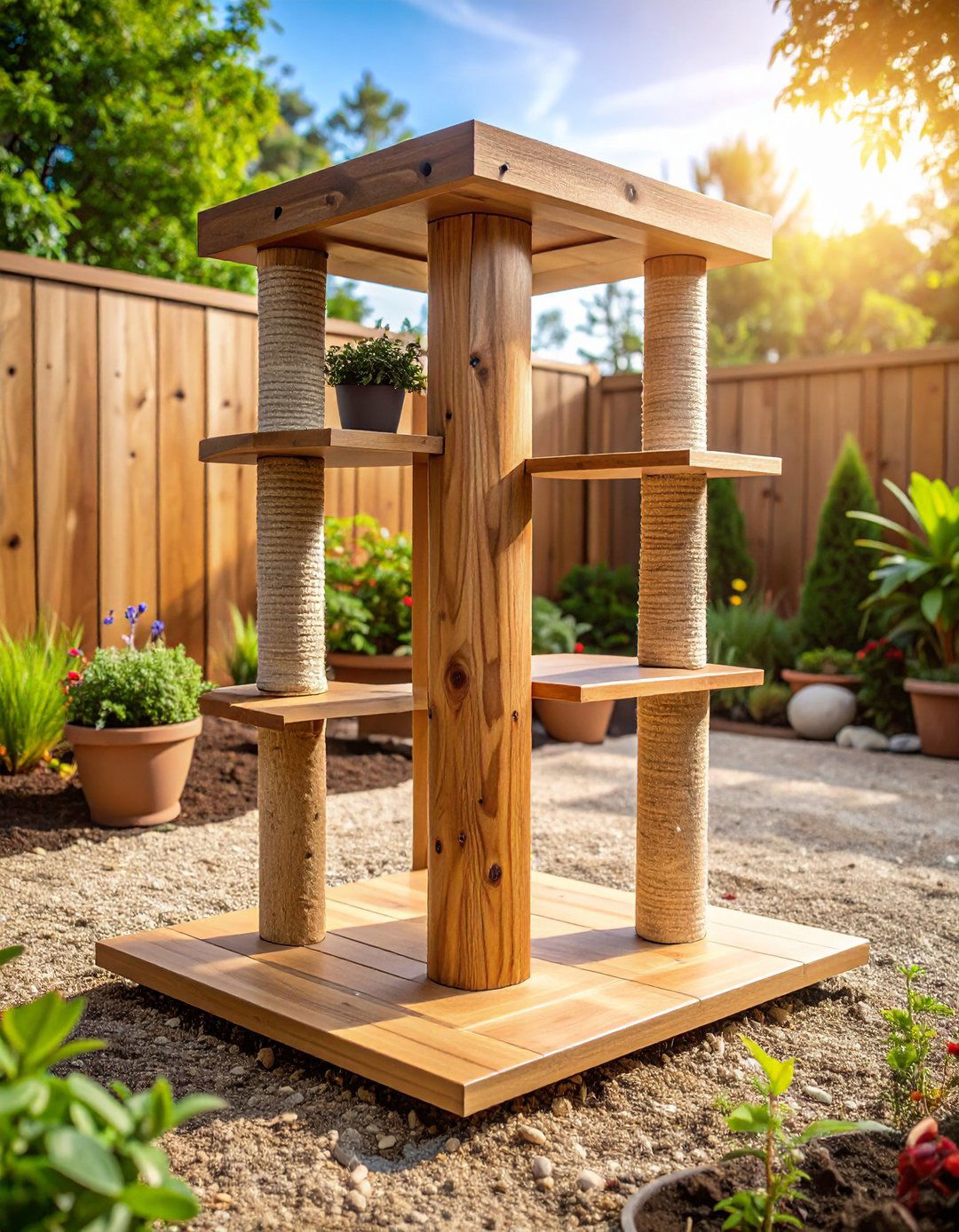 Classic Cedar Pole Outdoor Cat Tree - 25 outdoor cat tree ideas