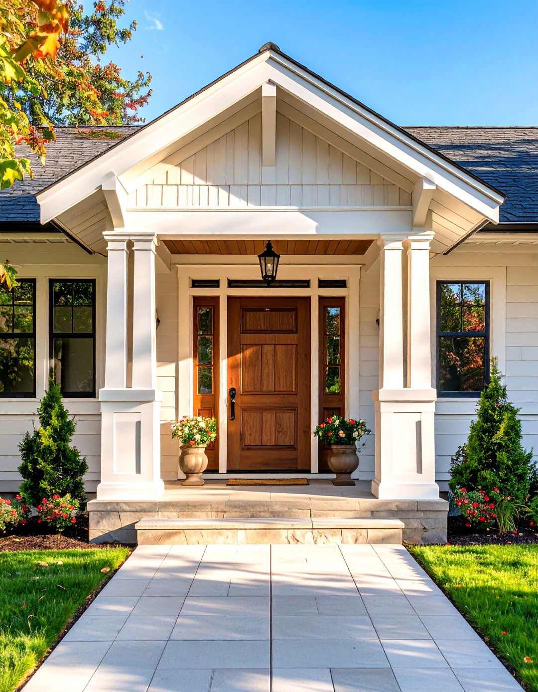 Classic Craftsman Crosshead and Fluted Pilasters - 25 exterior door trim ideas
