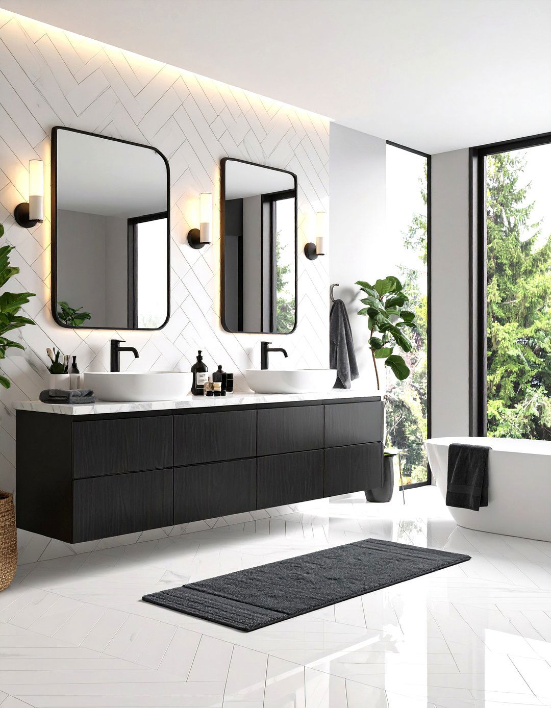 Classic Monochrome Bathroom Elegance - 25 bathroom with black fixtures