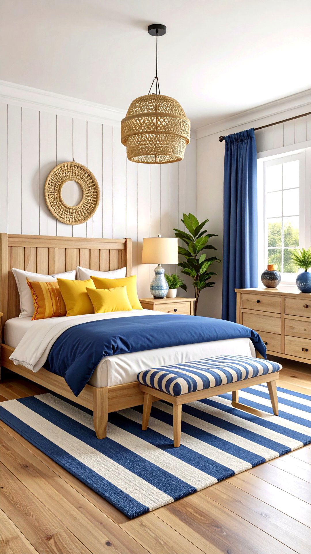 Classic Navy and White Stripes Boys Room Paint - 25 boys room paint ideas