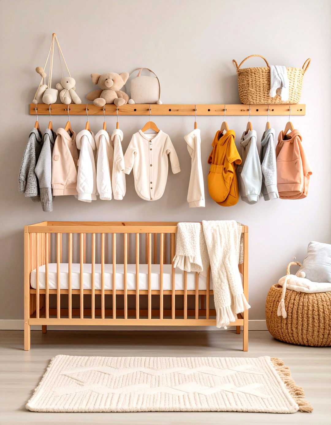 Classic Peg Rail for Style and Storage - 25 nursery wall decor ideas