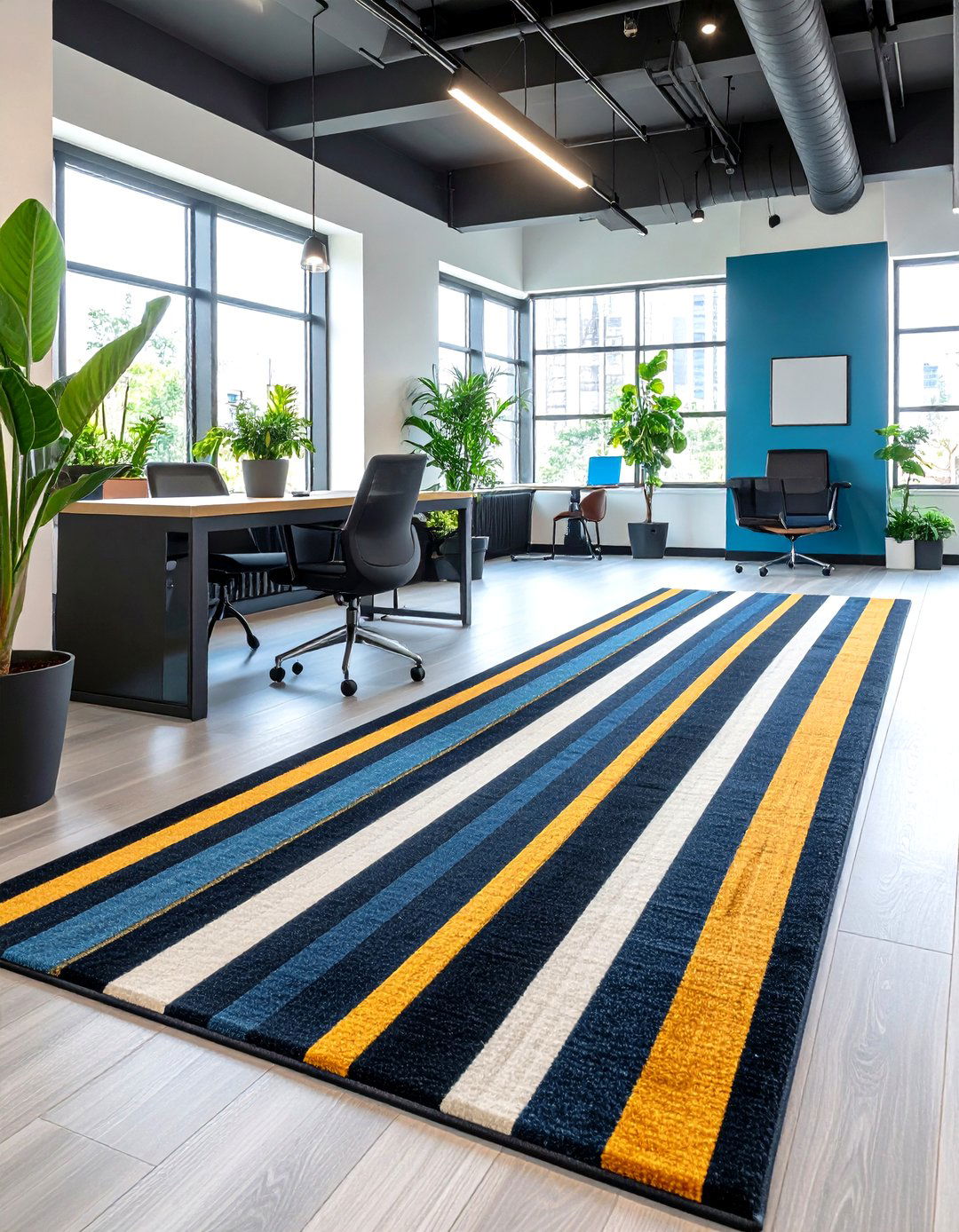 Classic Striped Runner Rug for Narrow Spaces - 25 office rug ideas