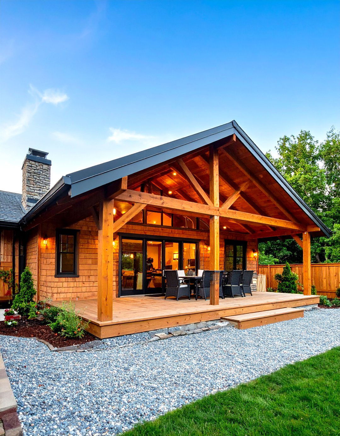 Classic Timber Framed Gable Patio Roof - 25 gable patio roof design ideas