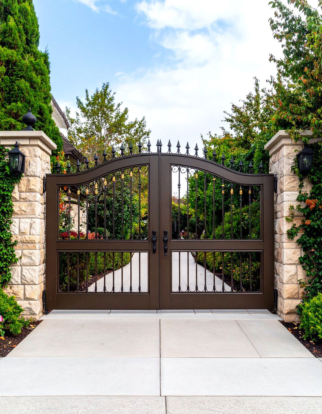 Classic Wrought Iron Driveway Gate With Scrollwork - 25 driveway gate ideas