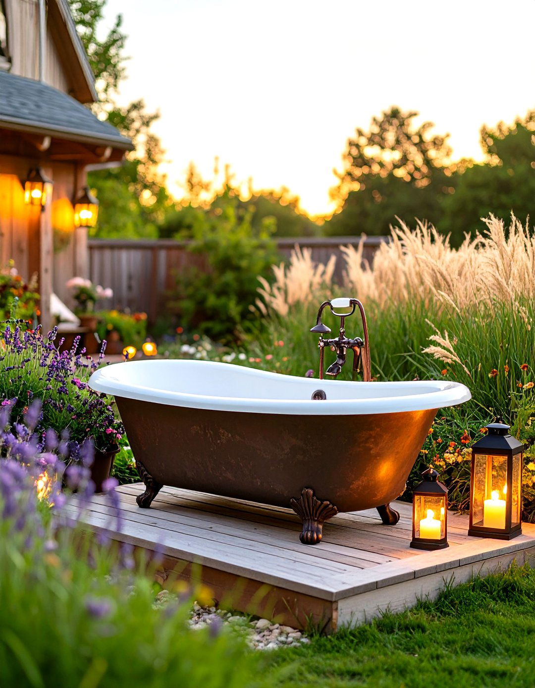 Claw Foot Tub Garden Retreat - 25 outdoor bathroom ideas