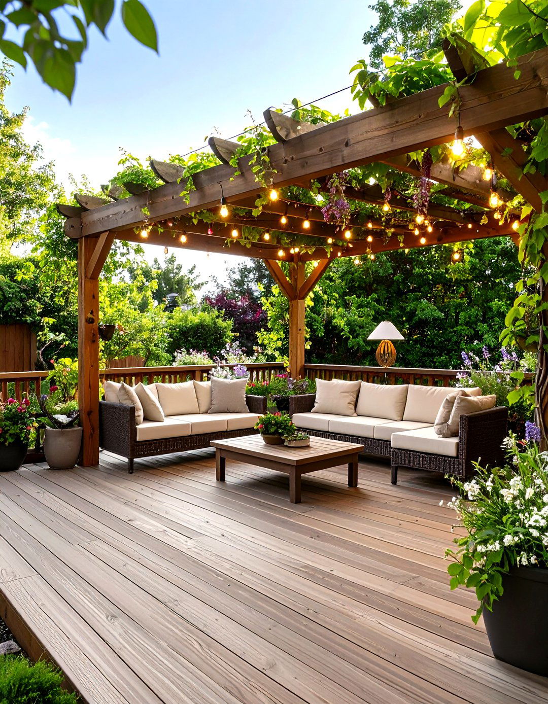 Climbing Plant Pergola on the Deck - 25 partially covered deck ideas
