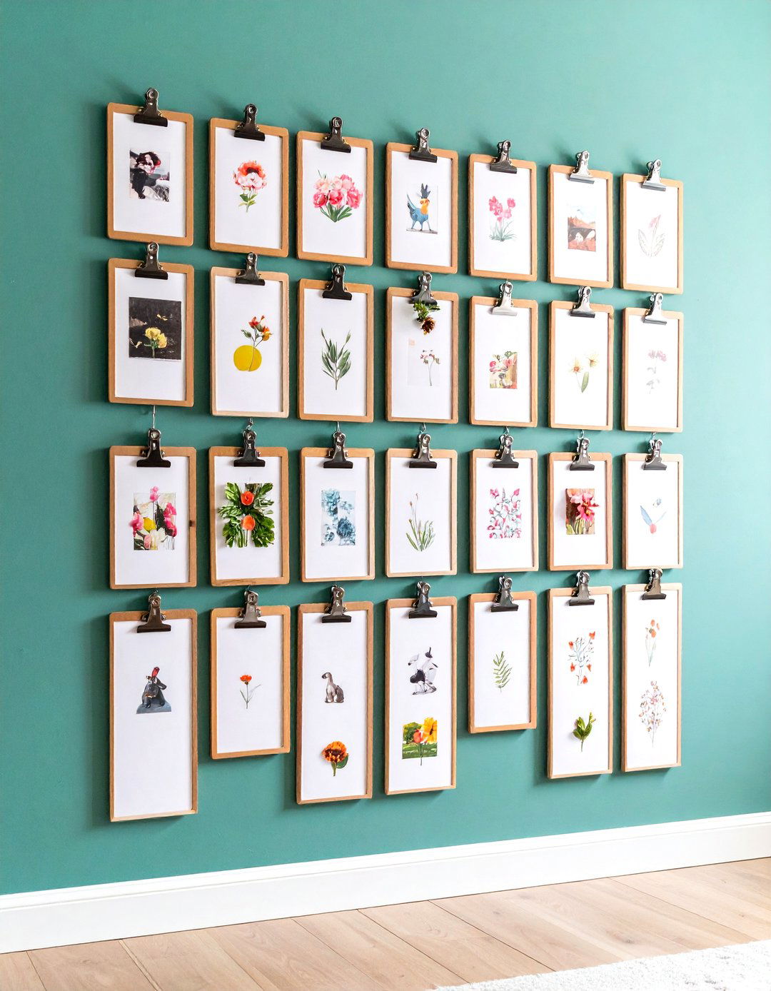 Clipboard Rotation Family Picture Wall - 25 family picture wall ideas