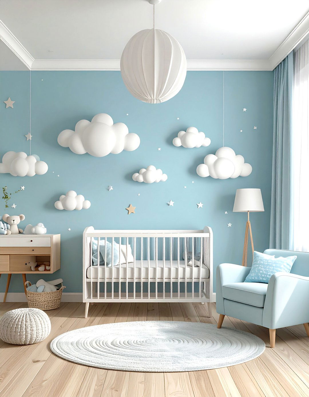Cloud Printed Wallpaper Accent Wall - 25 nursery accent wall ideas