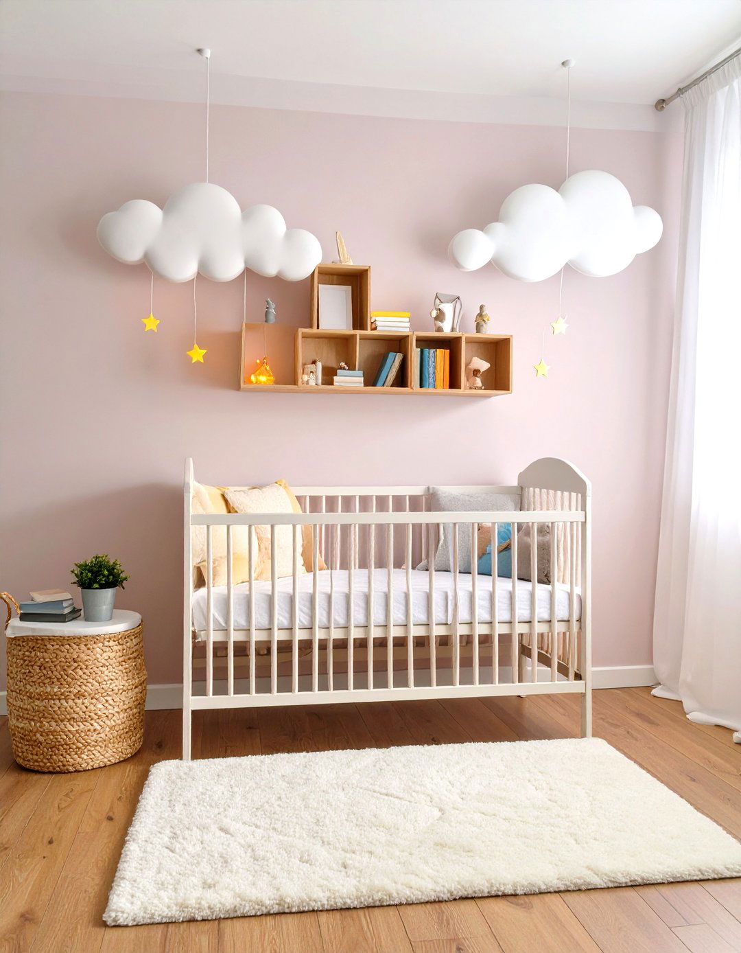 Cloud Shaped Floating Shelves for Dreamy Storage - 25 nursery wall decor ideas