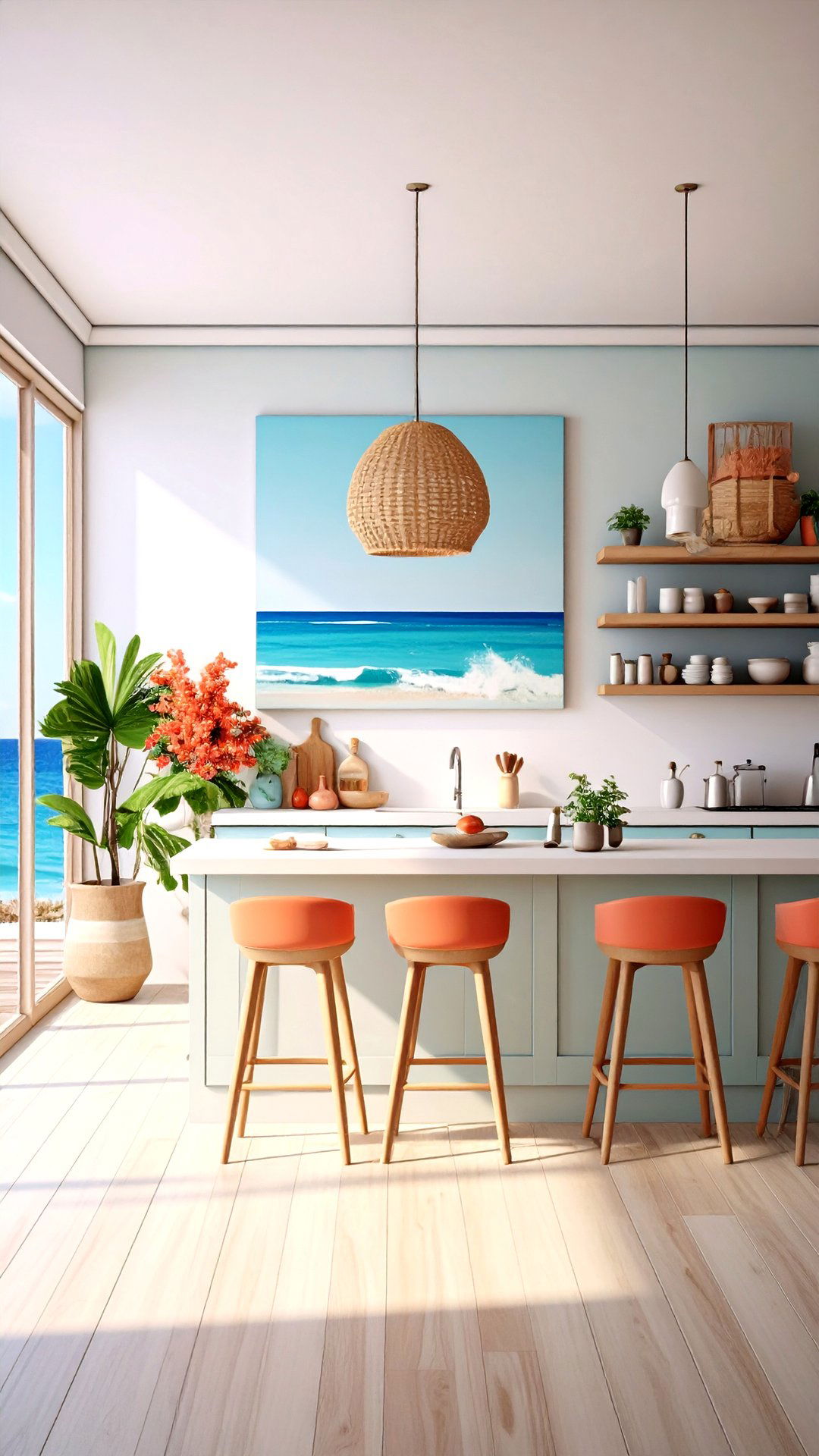 Coastal Artwork and Coral Prints - 25 coastal kitchen ideas