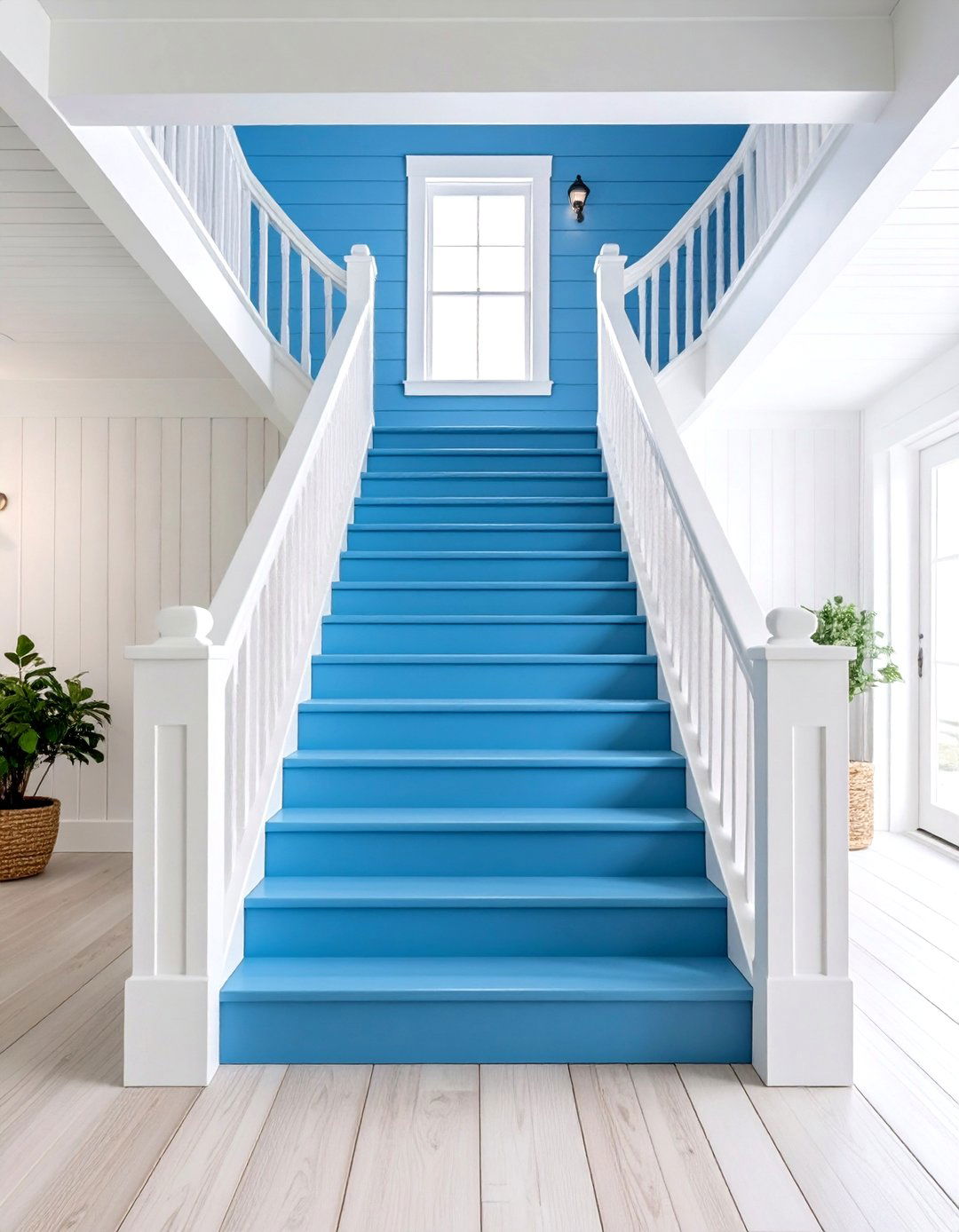 Coastal Blue Painted Stairs Evoke Seaside Calm - 25 painted stair ideas