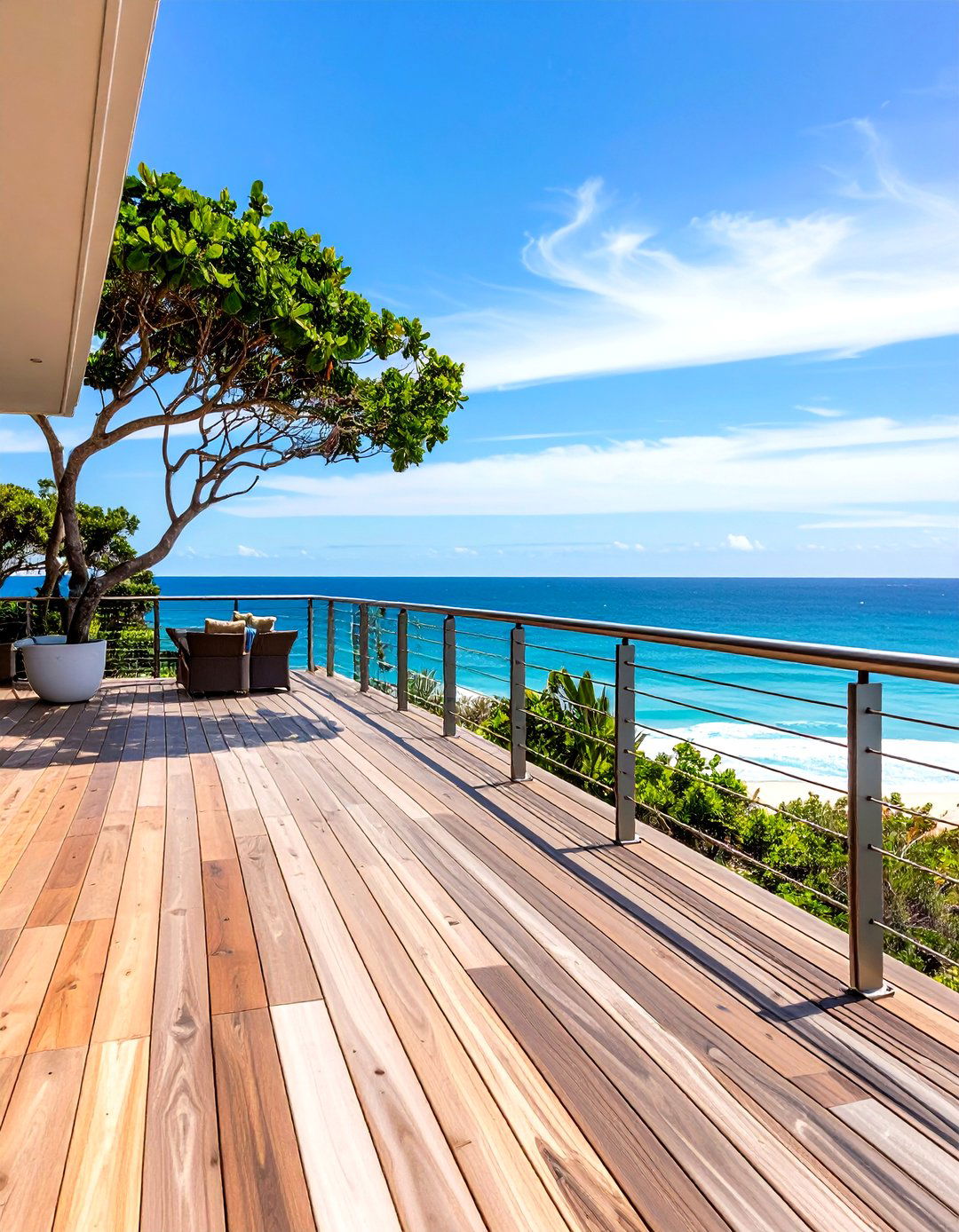 Coastal Cable Railing Patio Deck That Laughs at Salt Spray - 25 patio deck ideas