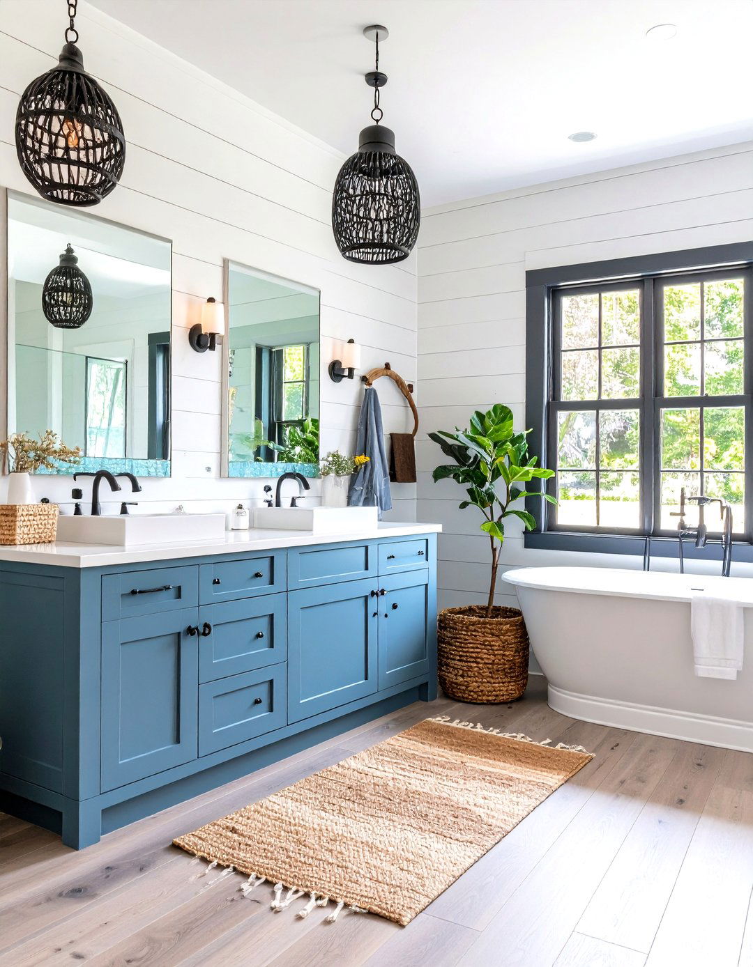 Coastal Cool Bathroom Twist - 25 bathroom with black fixtures