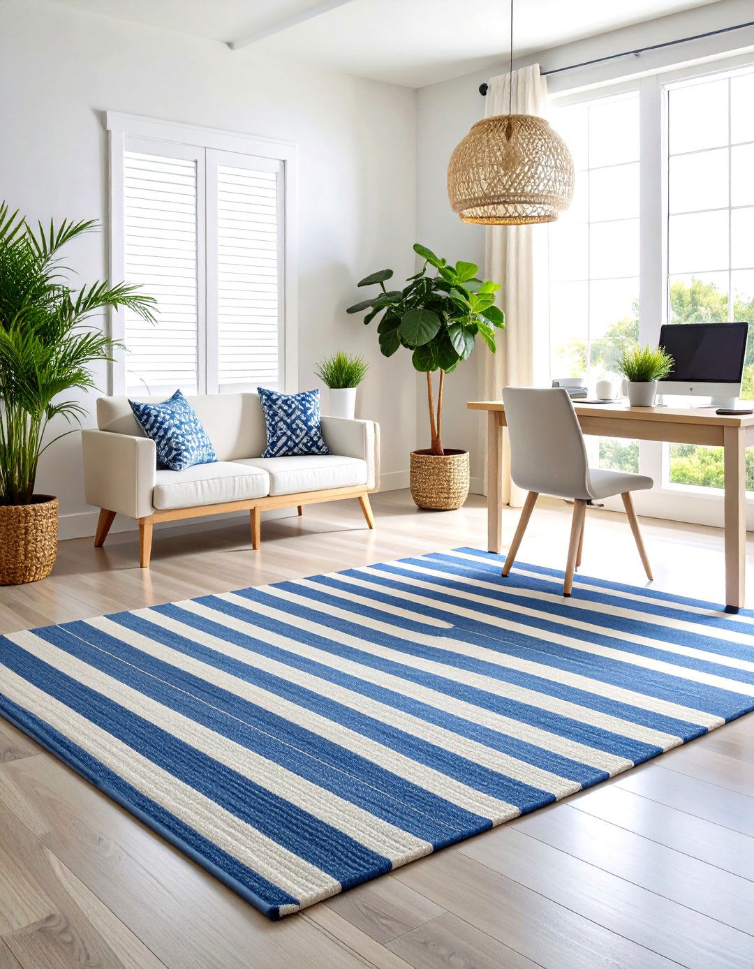Coastal Stripe Rug for a Bright Airy Feel - 25 office rug ideas