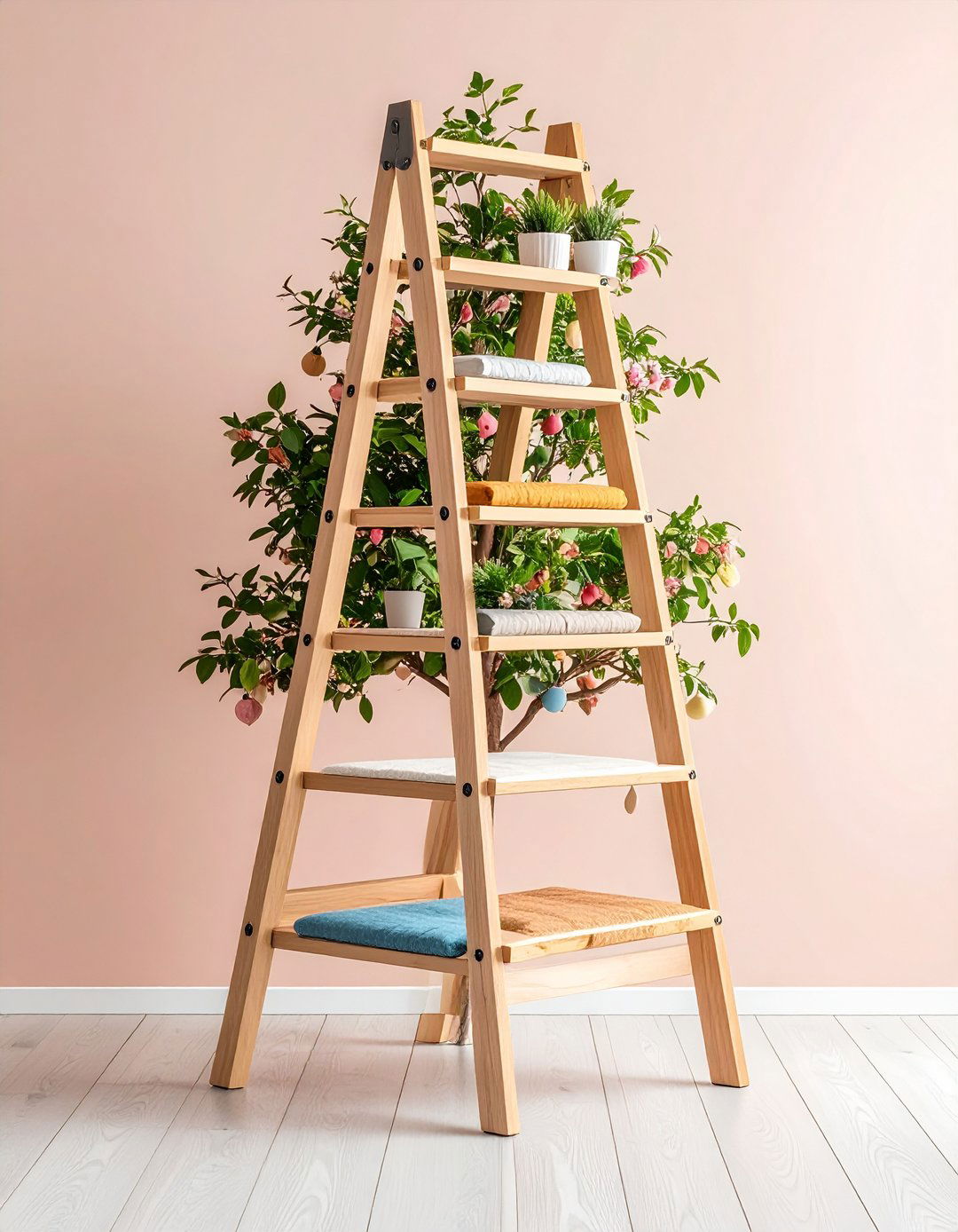 Collapsible Canvas and Wood Ladder Tree - 25 outdoor cat tree ideas