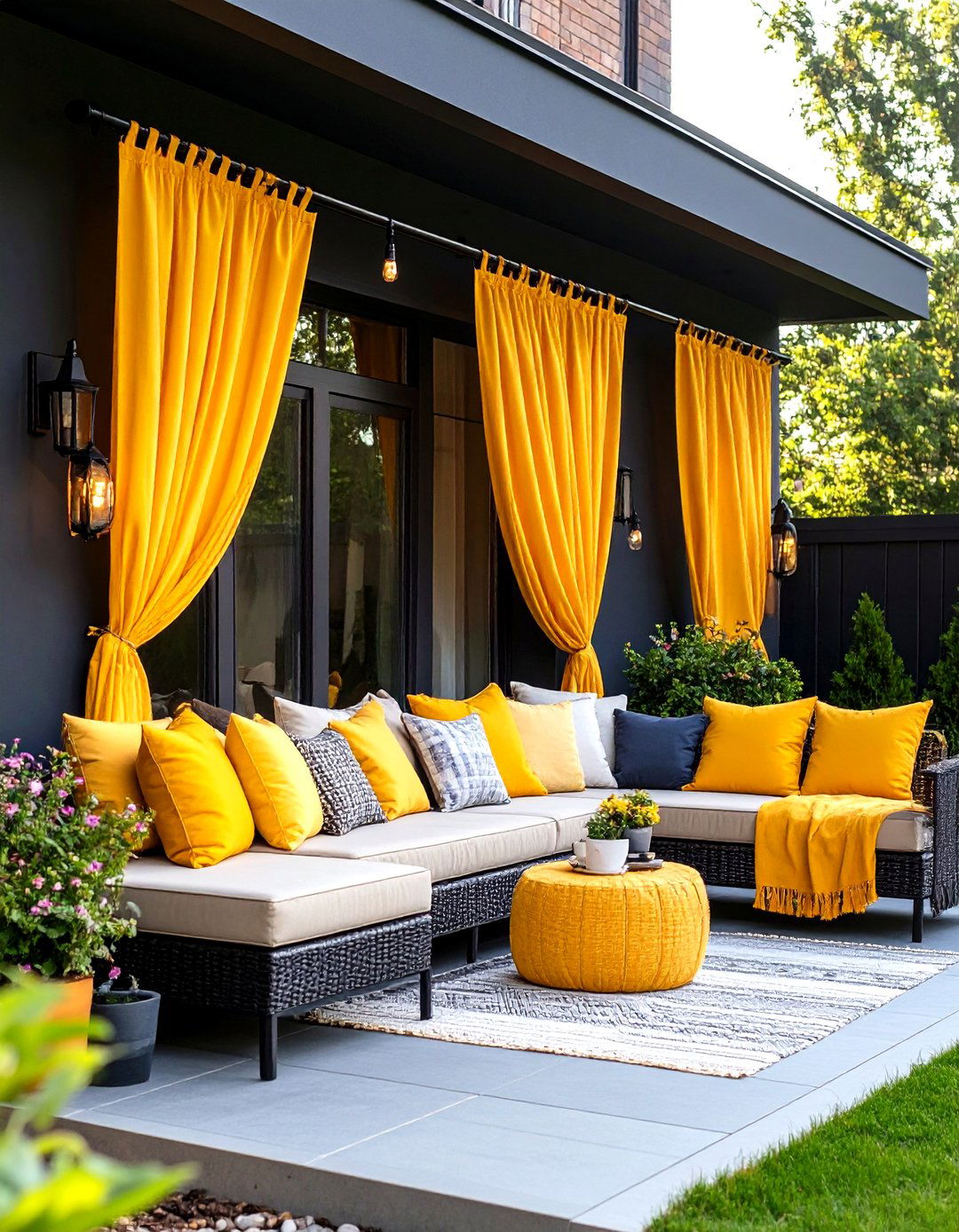 Color Block Statement Patio Curtains - 25 patio curtain ideas