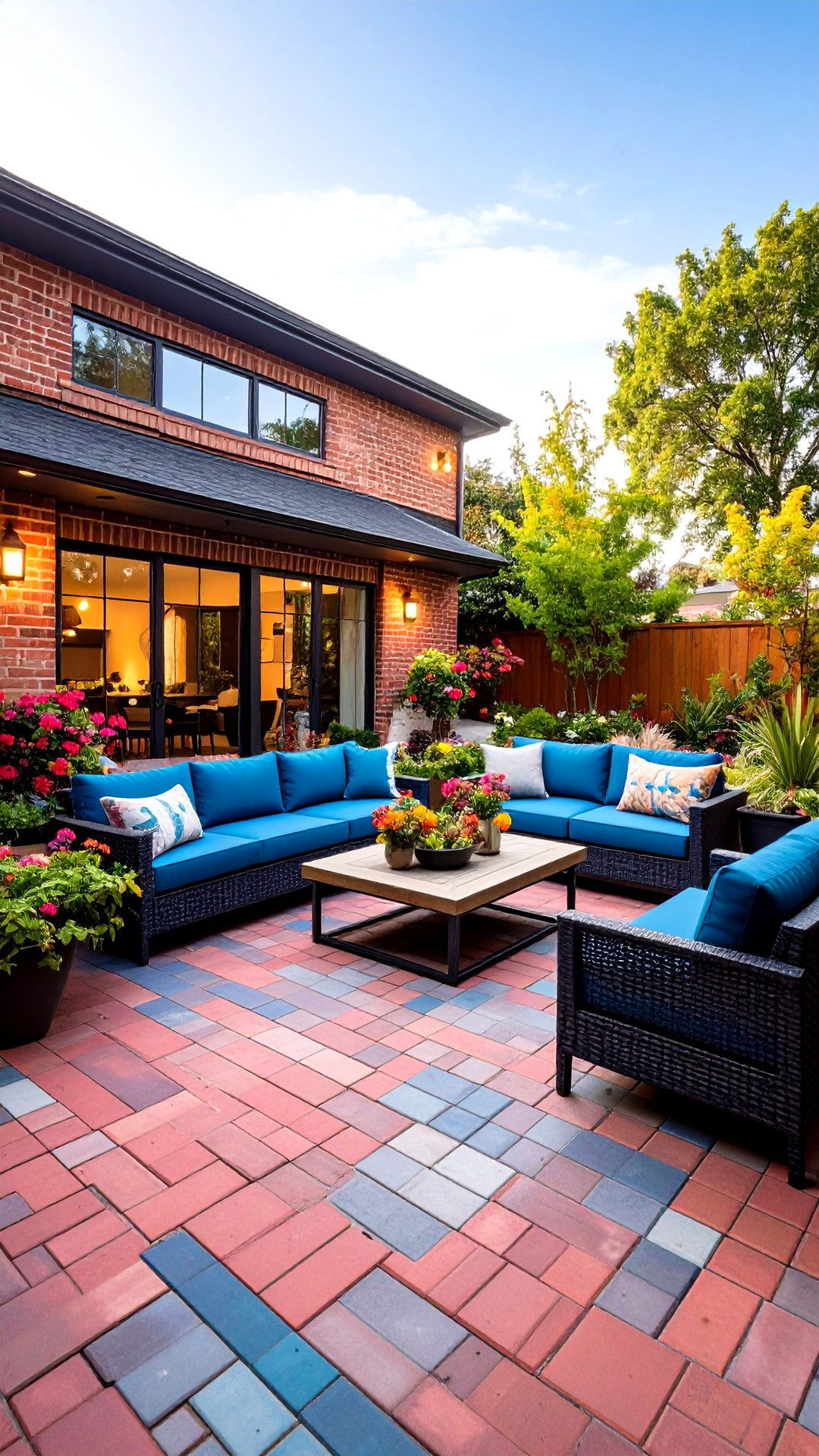 Color Blocked Brick Patio Inspired by s Vibrant Trend - 25 brick patio ideas