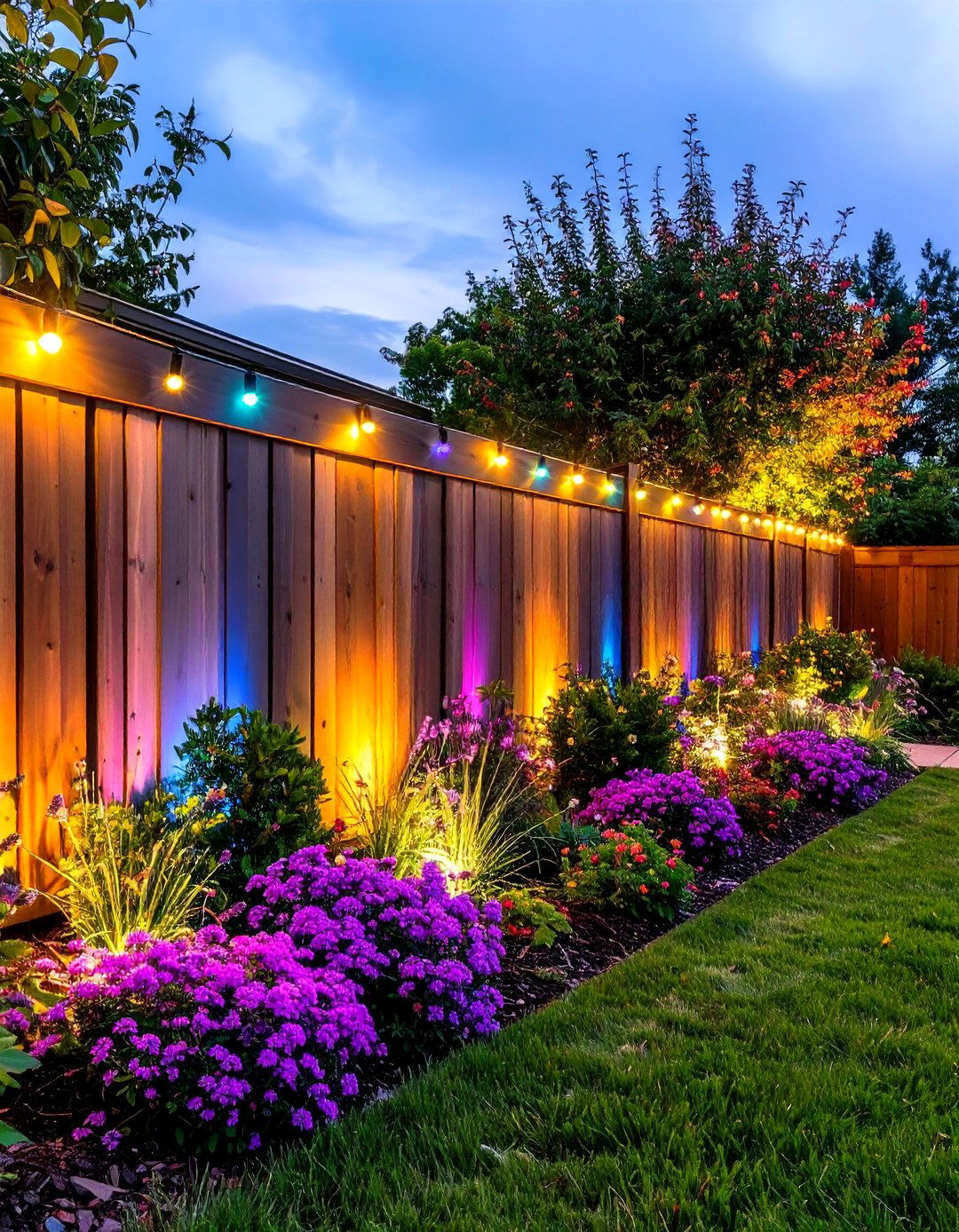 Color Changing RGB Fence Lighting for Mood Shifts - 25 fence lighting ideas