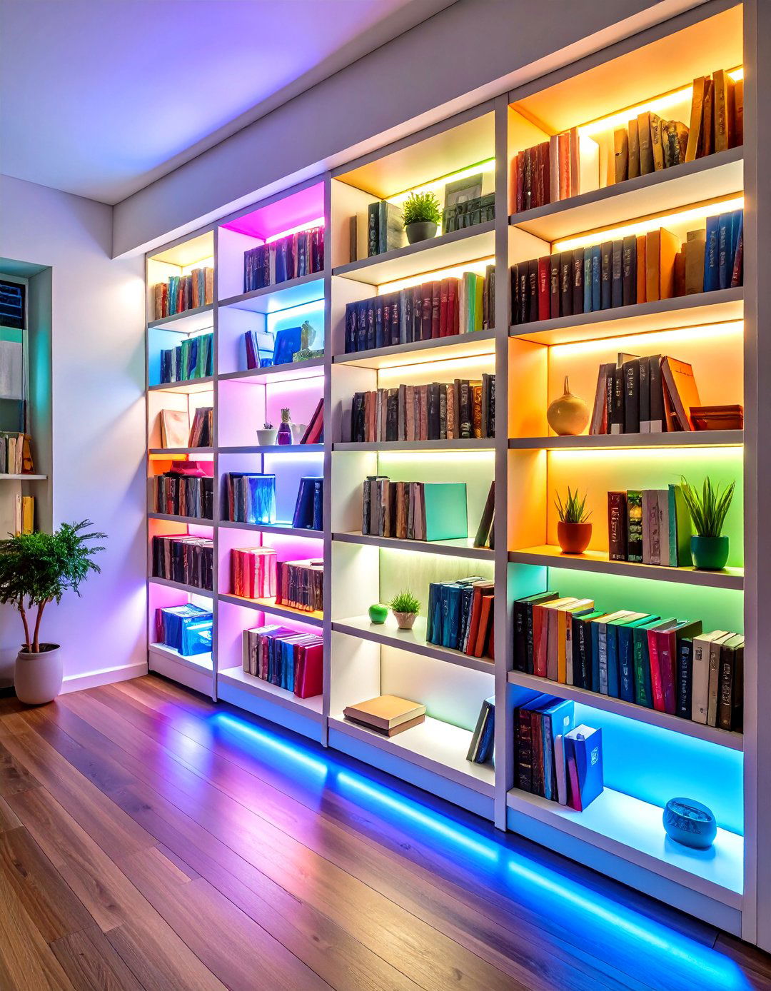 Color Changing Smart Strips Refresh Bookshelf Lighting - 25 bookshelf lighting ideas