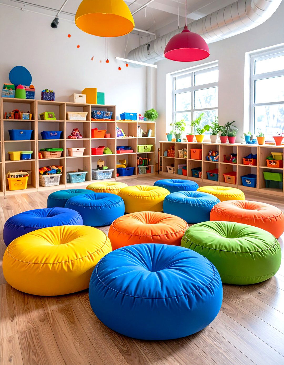 Color Coded Classroom Floor Pods - 25 floor seating ideas