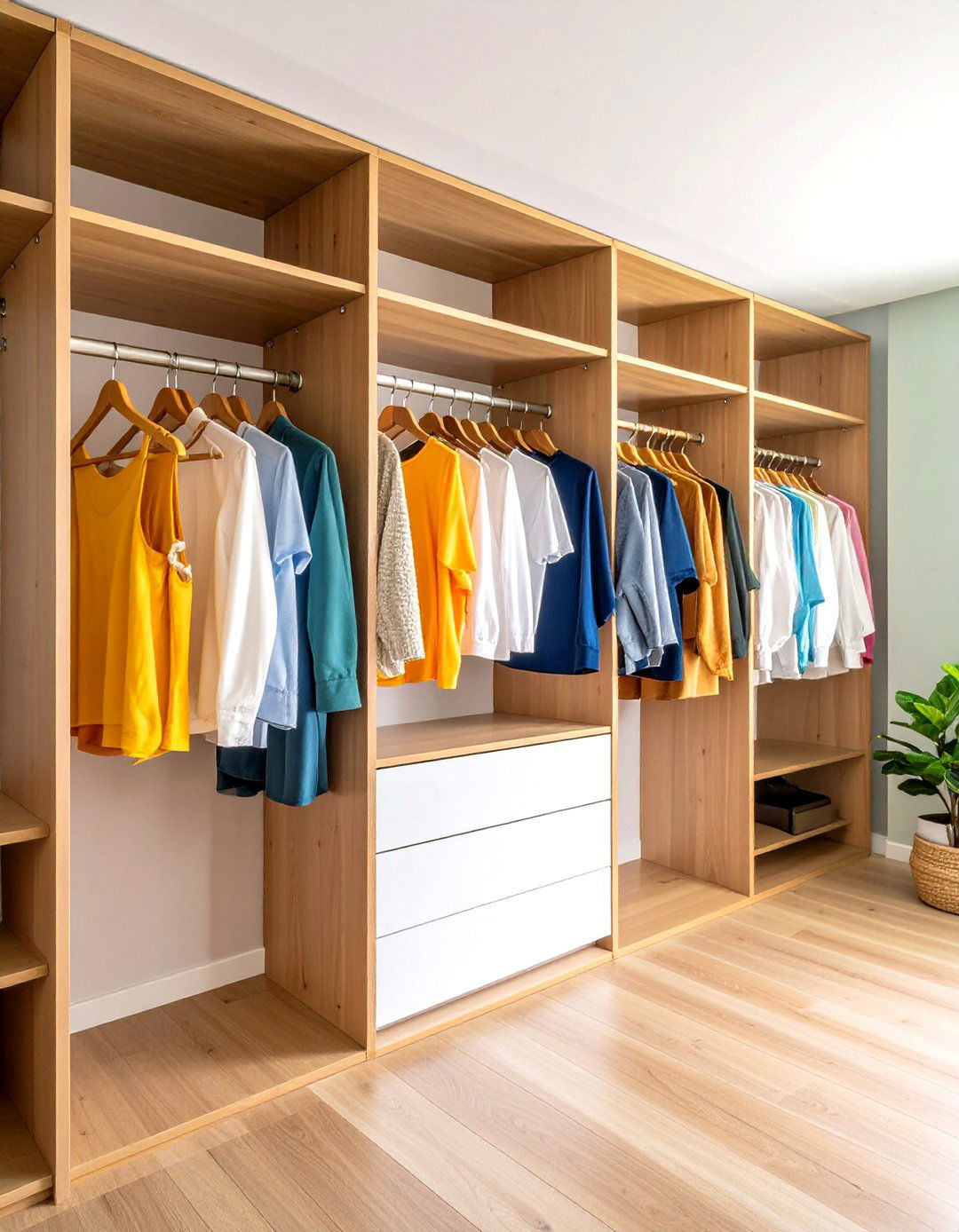 Color Coded Hangers Calm an Open Closet - 25 open closet ideas