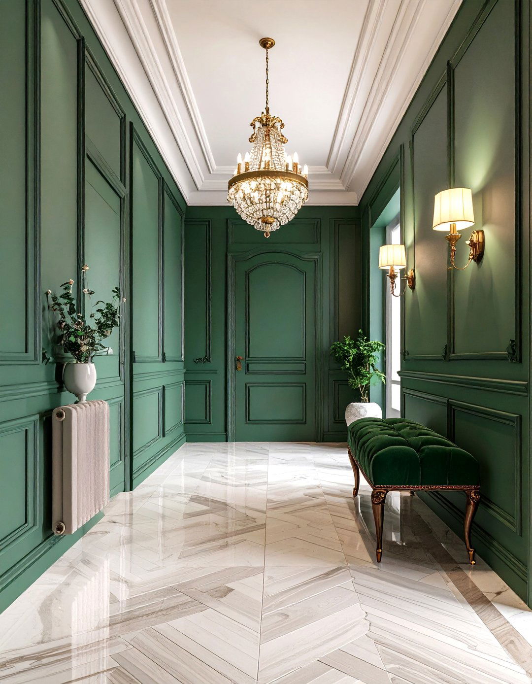 Color Drenched Green Hallway for Seamless Sophistication - 25 green hallway ideas