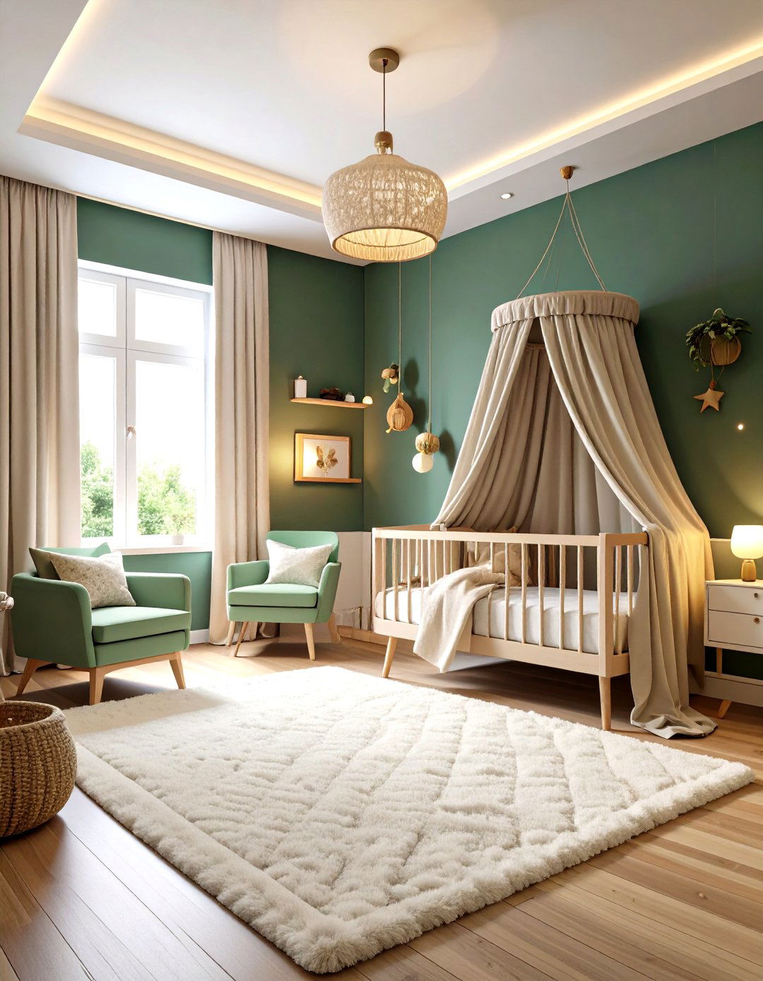 Color Drenching the Walls and Ceiling - 25 dark green nursery ideas
