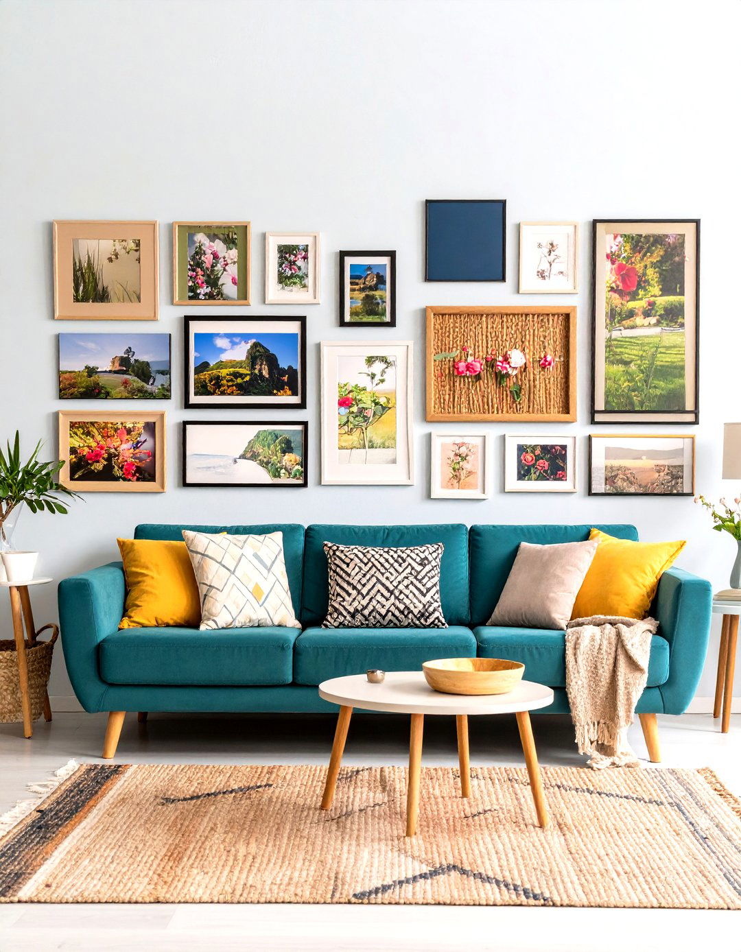 Color Mat Accent Family Picture Wall - 25 family picture wall ideas
