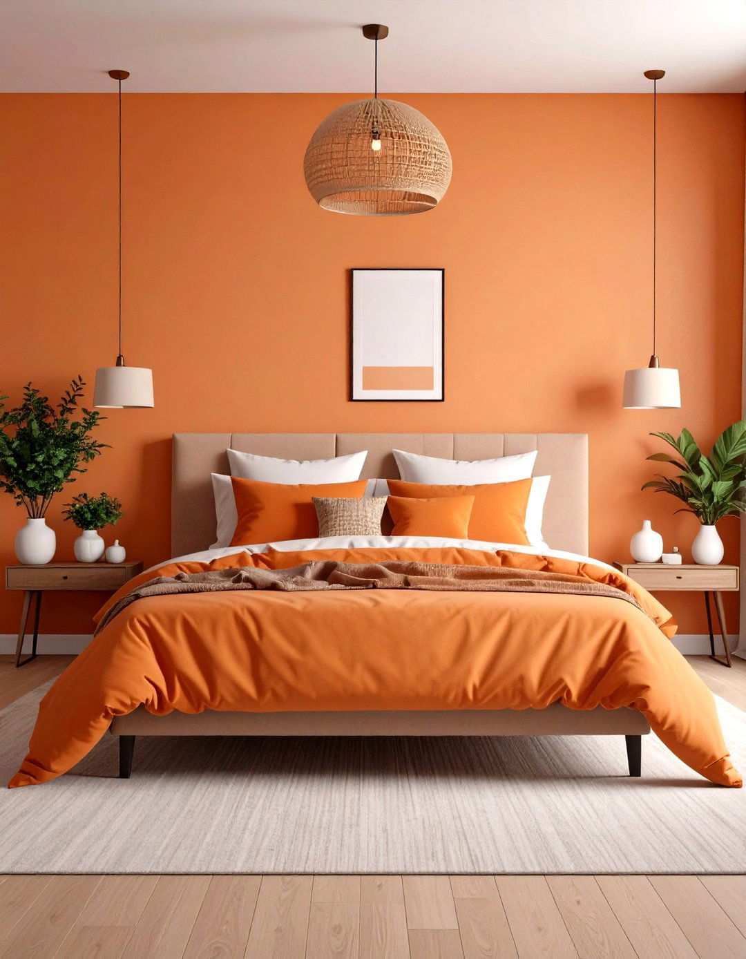 Color Psychology Driven Accent Balance - 25 orange bedroom ideas
