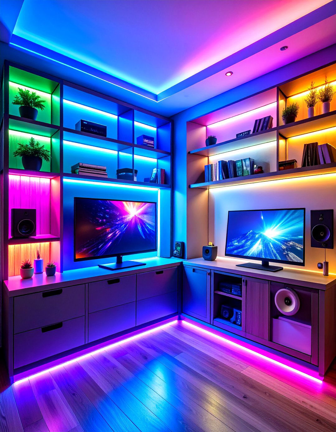 Color Sync LED Lights with Music Reactivity - 25 aesthetic room ideas with led lights