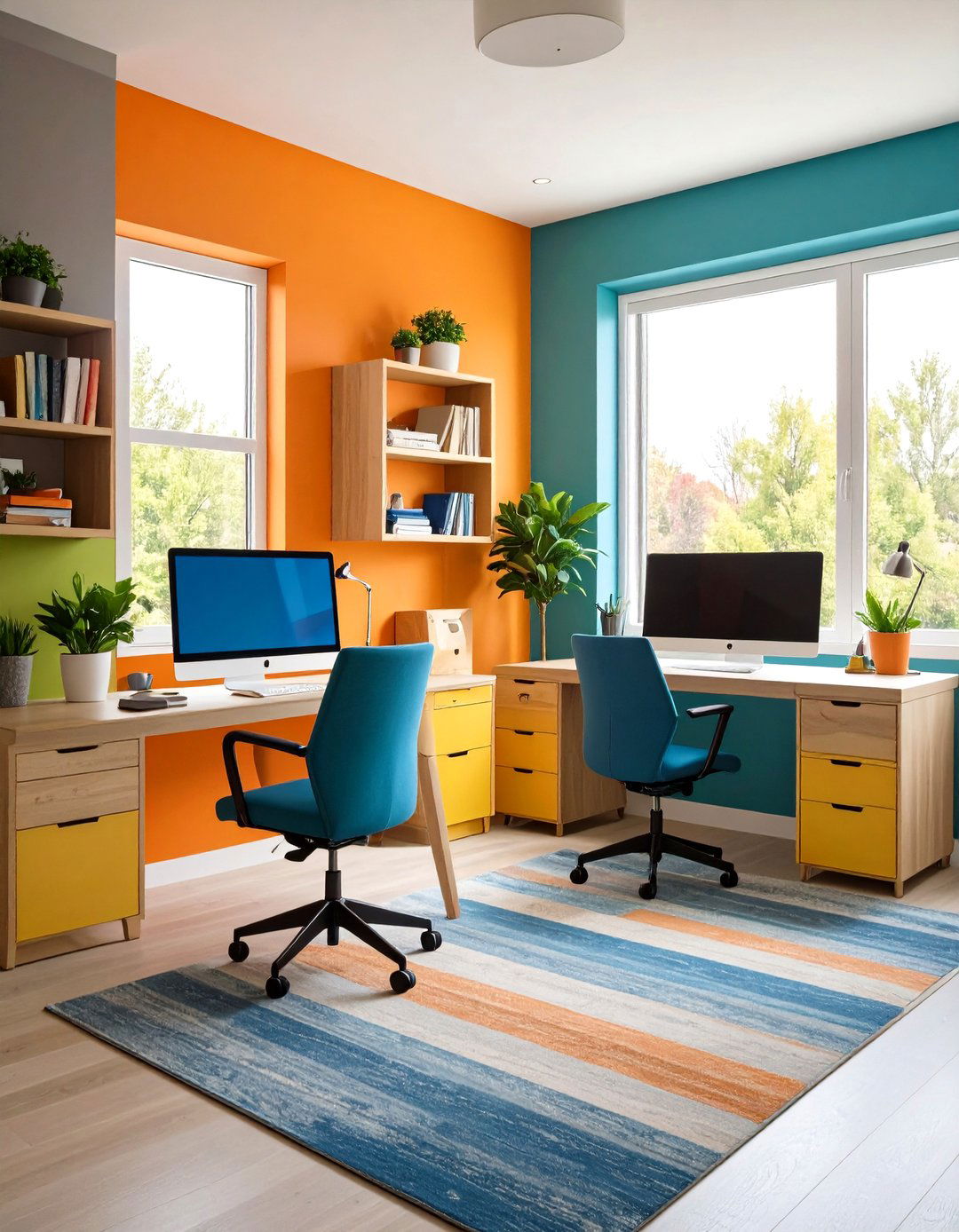 Color Zoned Spaces Drive Focus - 25 office interior design ideas