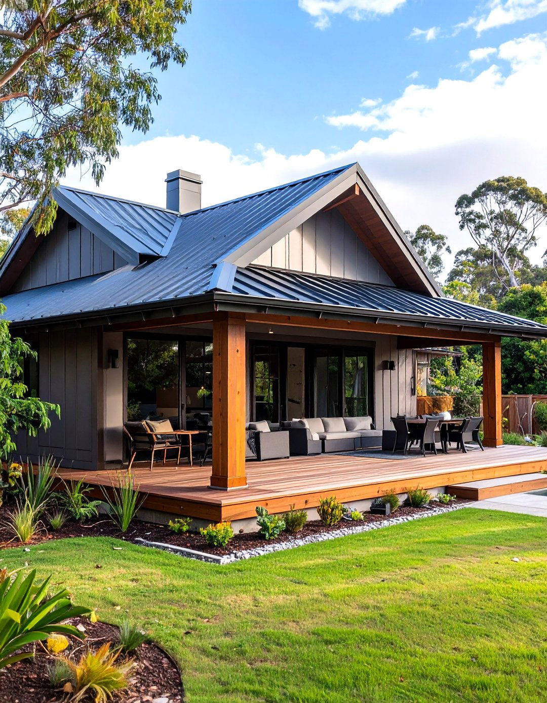Colorbond Steel Gable Roof in Bold Hues - 25 gable patio roof design ideas