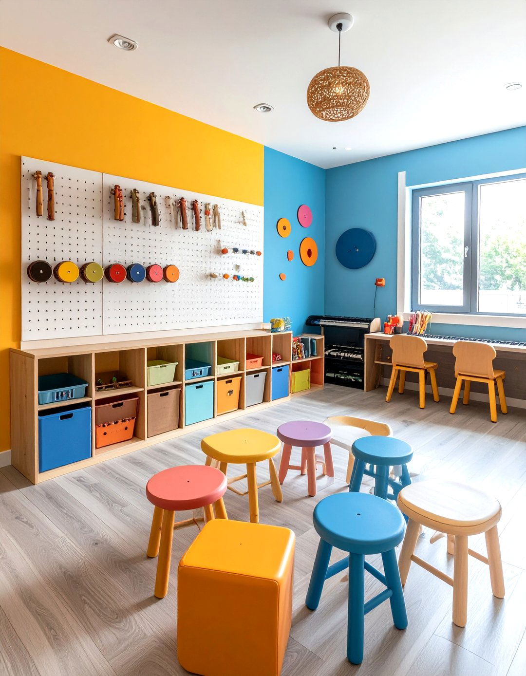 Colorful Kids Music Room That Doubles as Play Space - 25 music room ideas