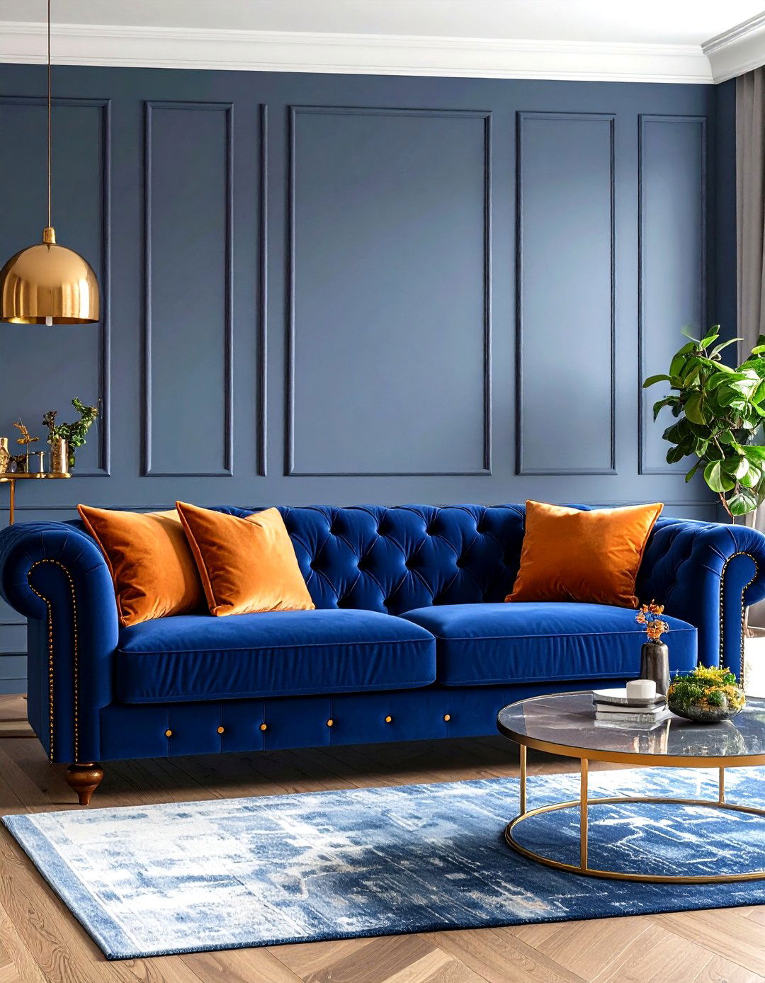 Commit With a Statement Sofa - 25 orange and blue living room ideas