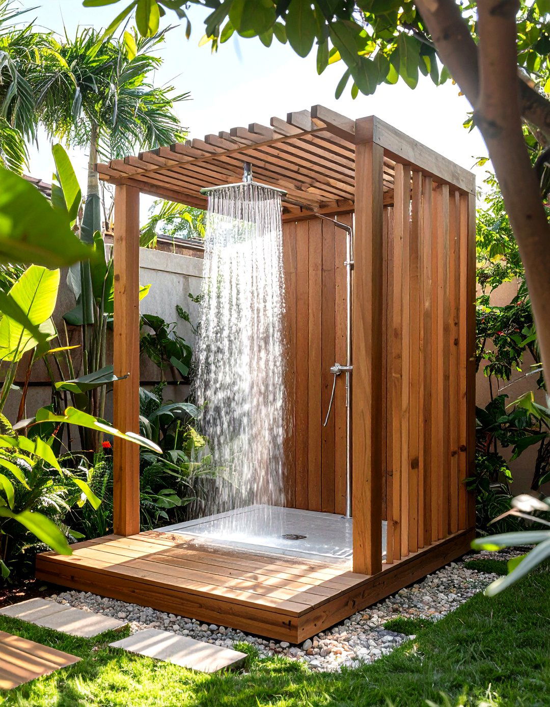 Compact Corner Deck Outdoor Shower - 25 outdoor shower ideas