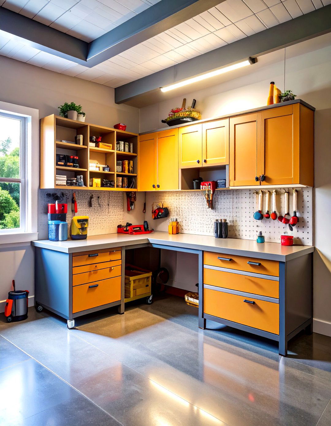 Compact Corner Garage Workbench that Uses Dead Angles - 25 garage workbench ideas