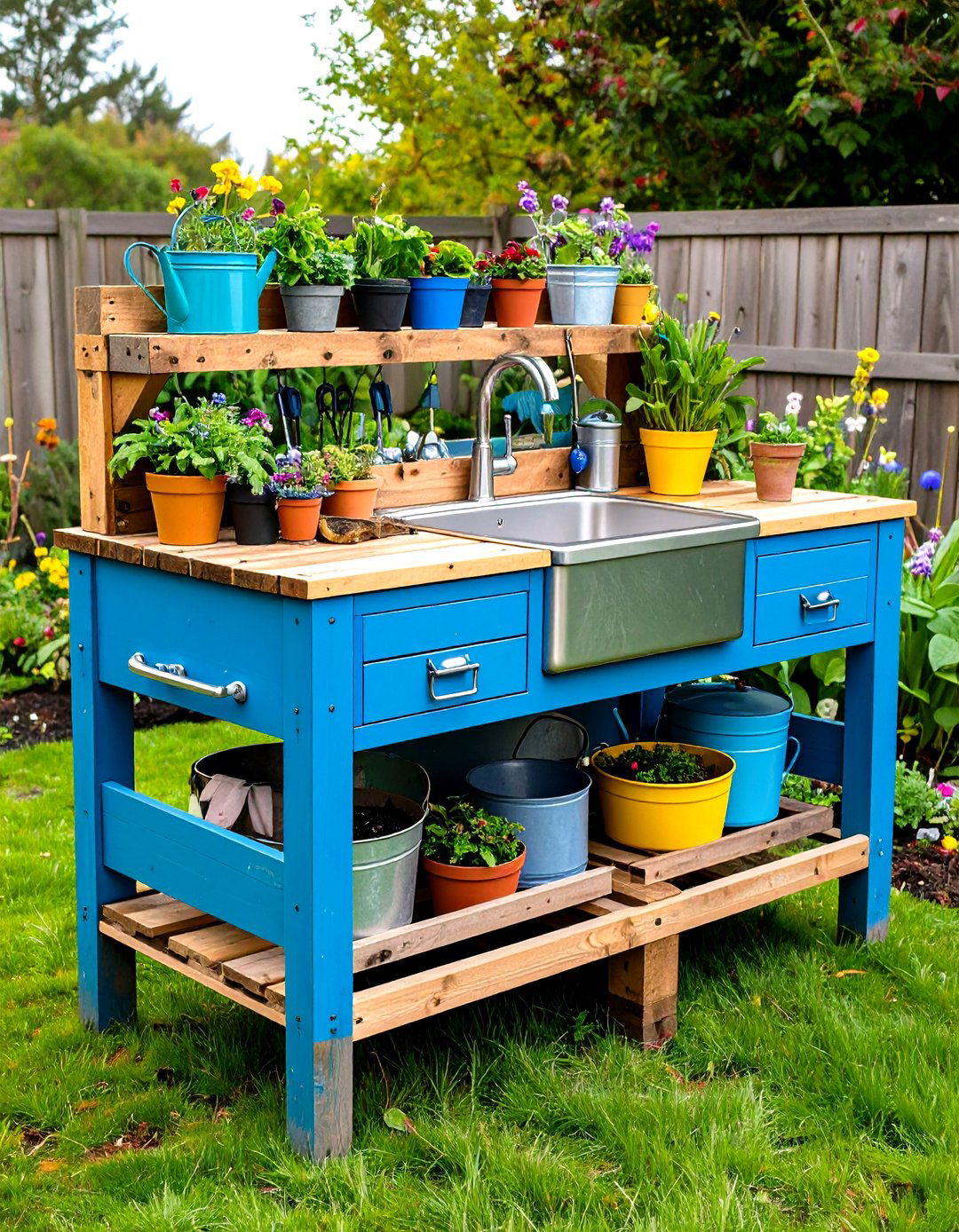 Compact Pallet Garden Potting Bench - 25 pallet furniture ideas