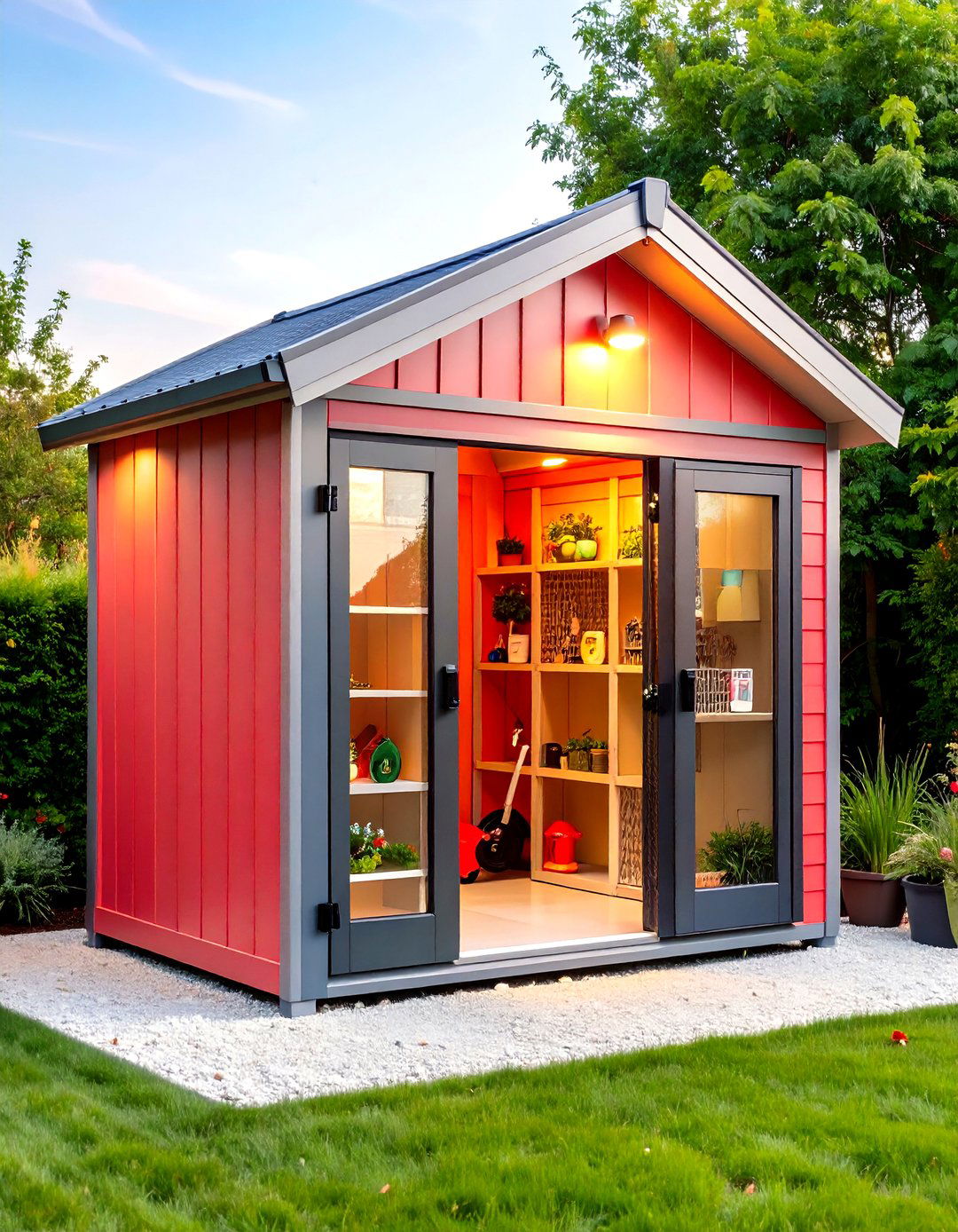 Compact Plastic Shed Adds Lockable Security - 25 outdoor toy storage ideas