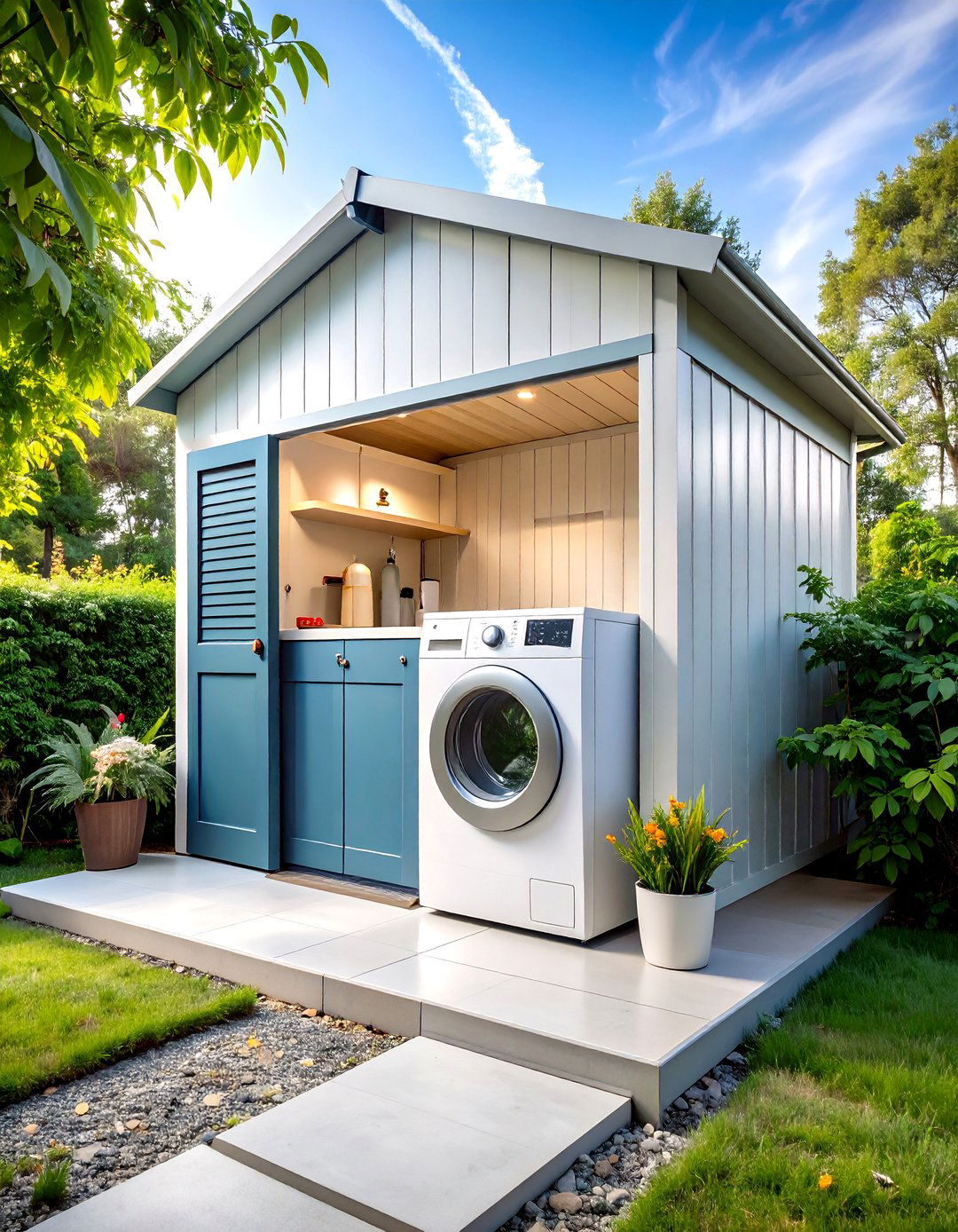 Compact Shed Laundry Area for Tight Lots - 25 outdoor laundry area design ideas