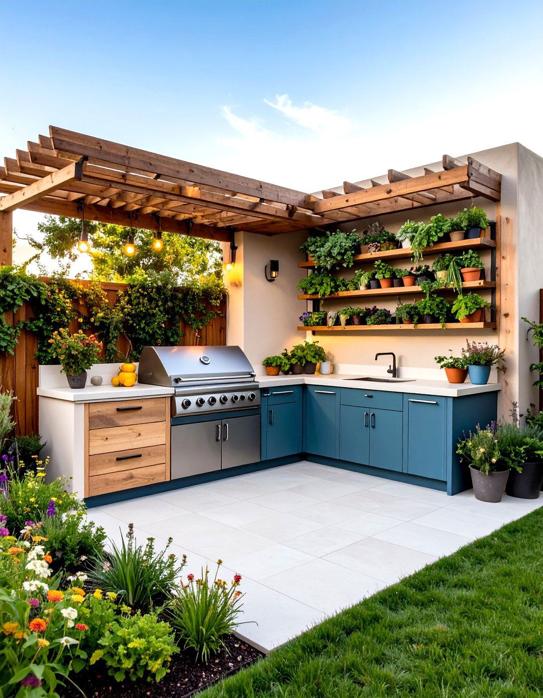 Compact Urban Patio Solution - 25 Stucco Outdoor Kitchen Ideas