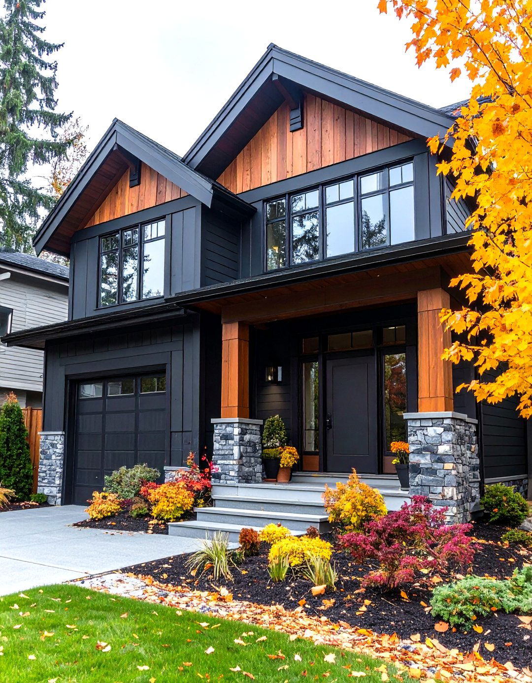 Compass Blue Adjunct Ensemble of Accent Paint Colors - 25 paint colors for a modern black house with cedar accents