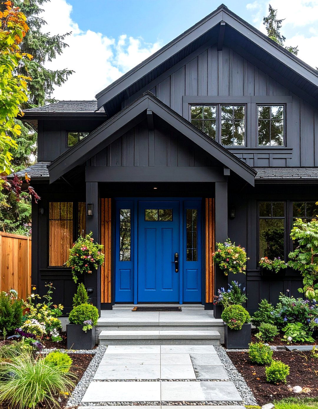 Compass Blue MQ Bold Navy Paint Color with Adventure - 25 paint colors for a modern black house with cedar accents