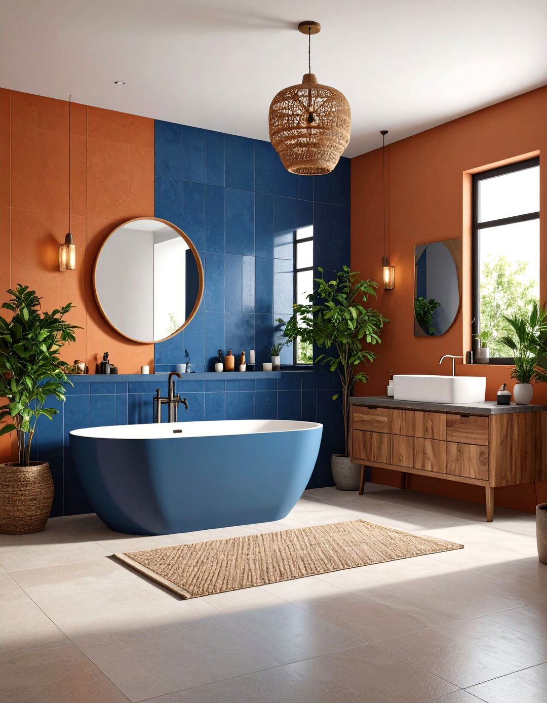 Complementary Blue Orange Scheme - 25 orange bathroom ideas