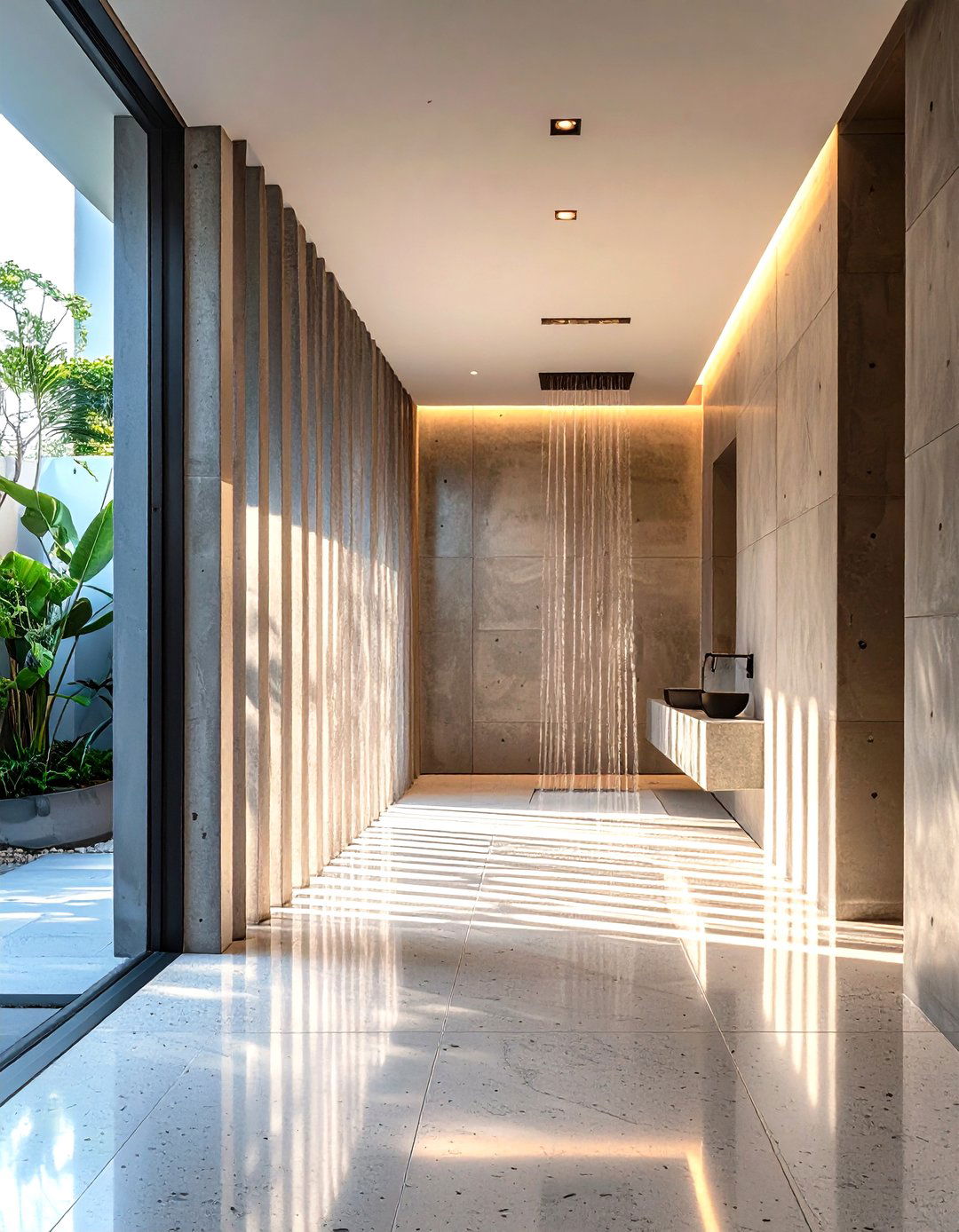 Concrete Blade Privacy Walls - 25 outdoor bathroom ideas